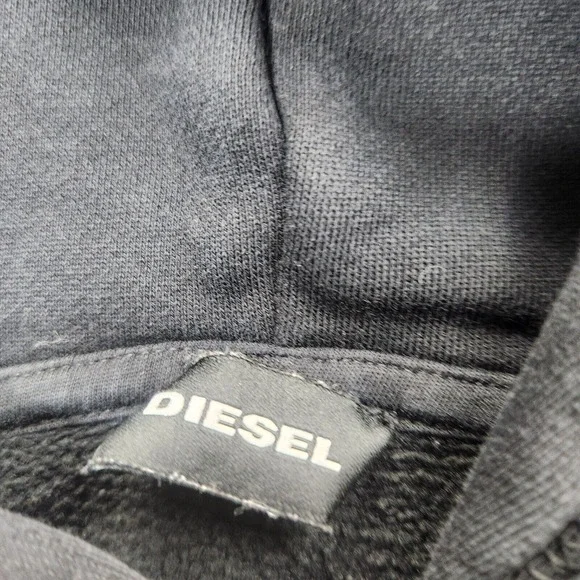 Diesel Hoodie Mens Large Black Haute Kultur Faded Pullover Patch Sweater Adult